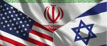 US, Iranian, and Israeli flag