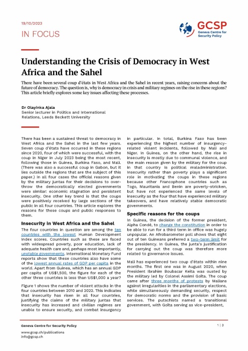 Understanding the Crisis of Democracy in West Africa and the Sahel