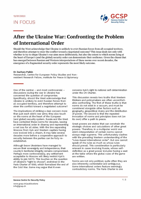 After the Ukraine War: Confronting the Problem of International Order