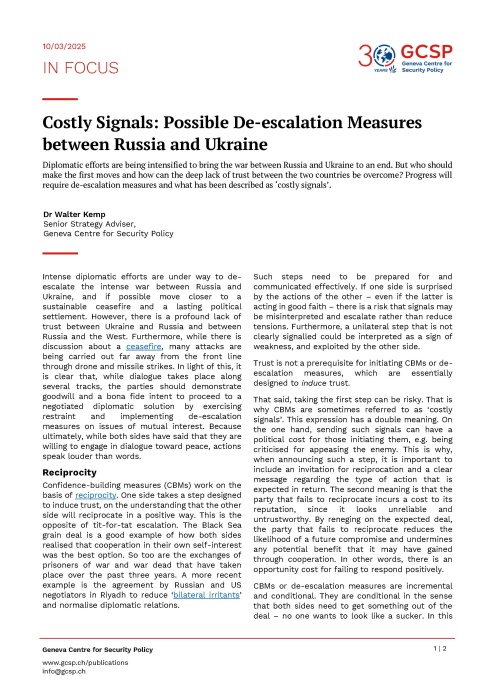Costly Signals: Possible De-escalation Measures between Russia and Ukraine