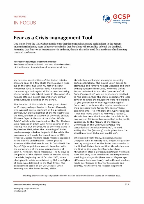 Fear as a Crisis-management Tool 