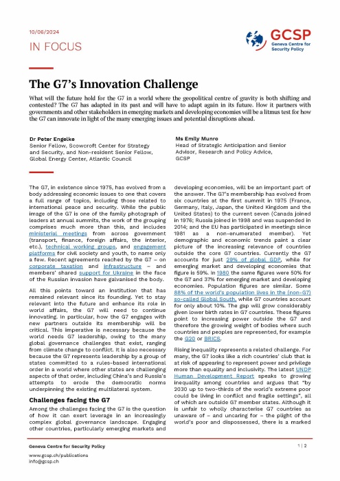 The G7’s Innovation Challenge