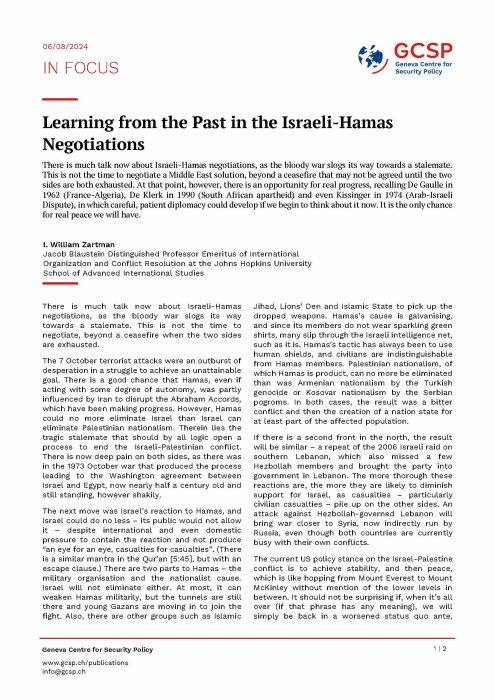 Learning from the Past in the Israeli-Hamas Negotiations