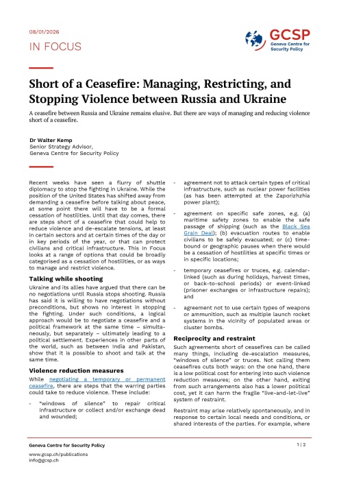 Short of a Ceasefire: Managing, Restricting, and  Stopping Violence between Russia and Ukraine 