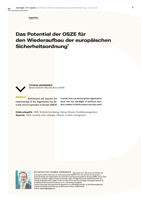 The OSCE’s potential in rebuilding the European security order