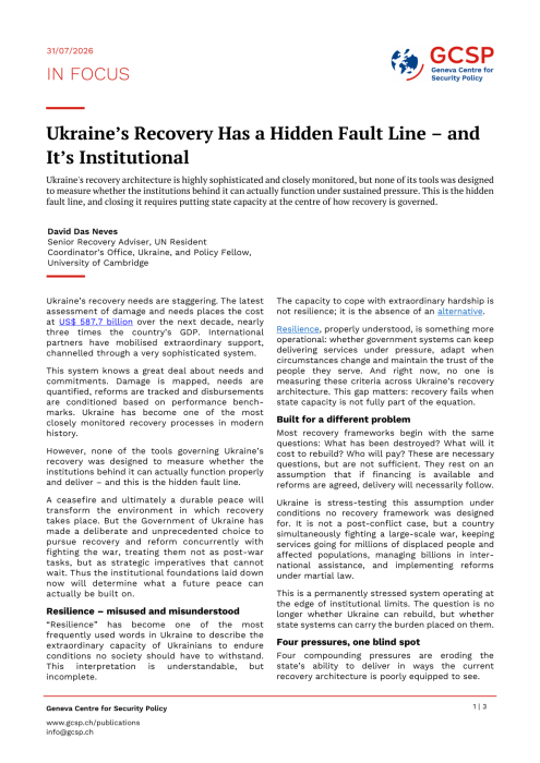 Ukraine’s Recovery Has a Hidden Fault Line – and It’s Institutional
